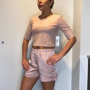 Bishop + Young Suede Blush Crop